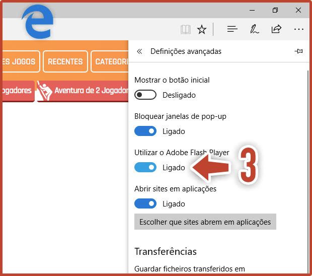 Ativar o Flash Player no Microsoft Edge 2